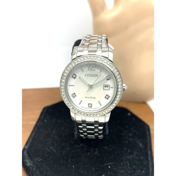 Citizen Womens Watch FE1180-65D Eco Drive Mother of Pearl Dial Silver Steel 29mm - Picture 1 of 15
